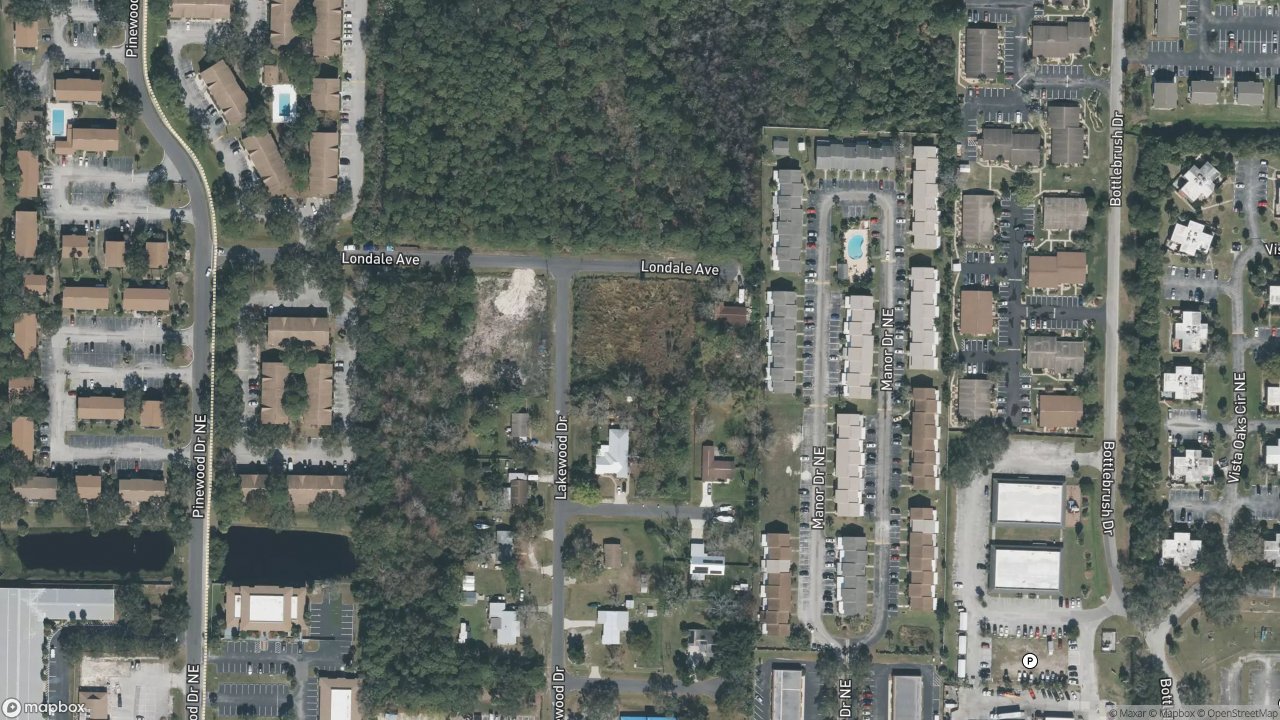 1581 & 1591 Lakewood Drive NE — wide aerial